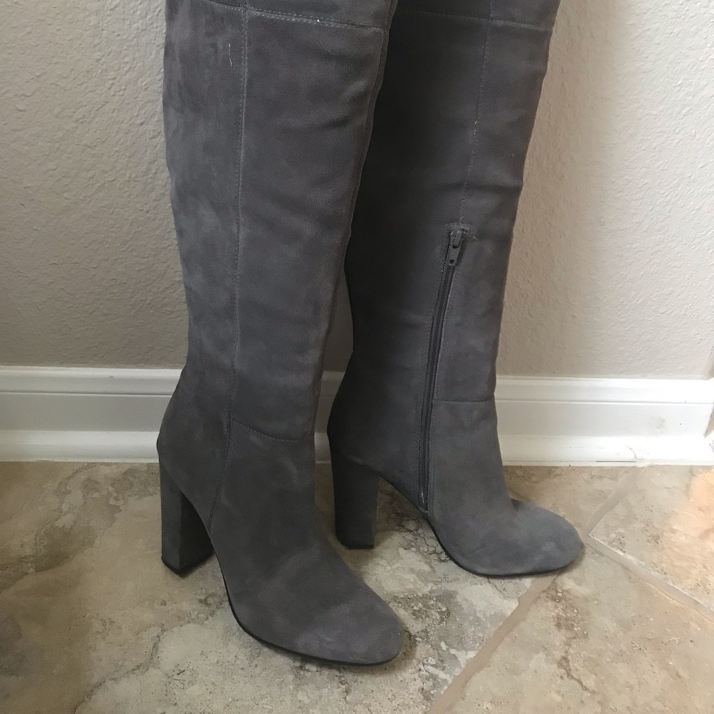 Gianni Bini Gray Suede Over-the-Knee Boots